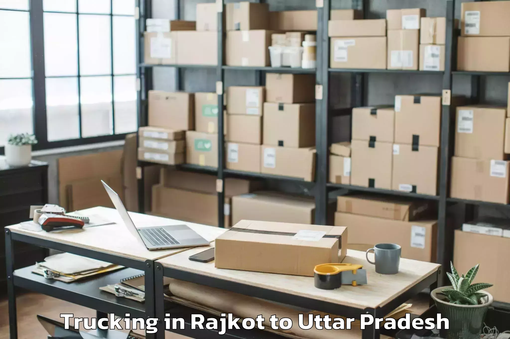 Book Rajkot to Garautha Trucking Online